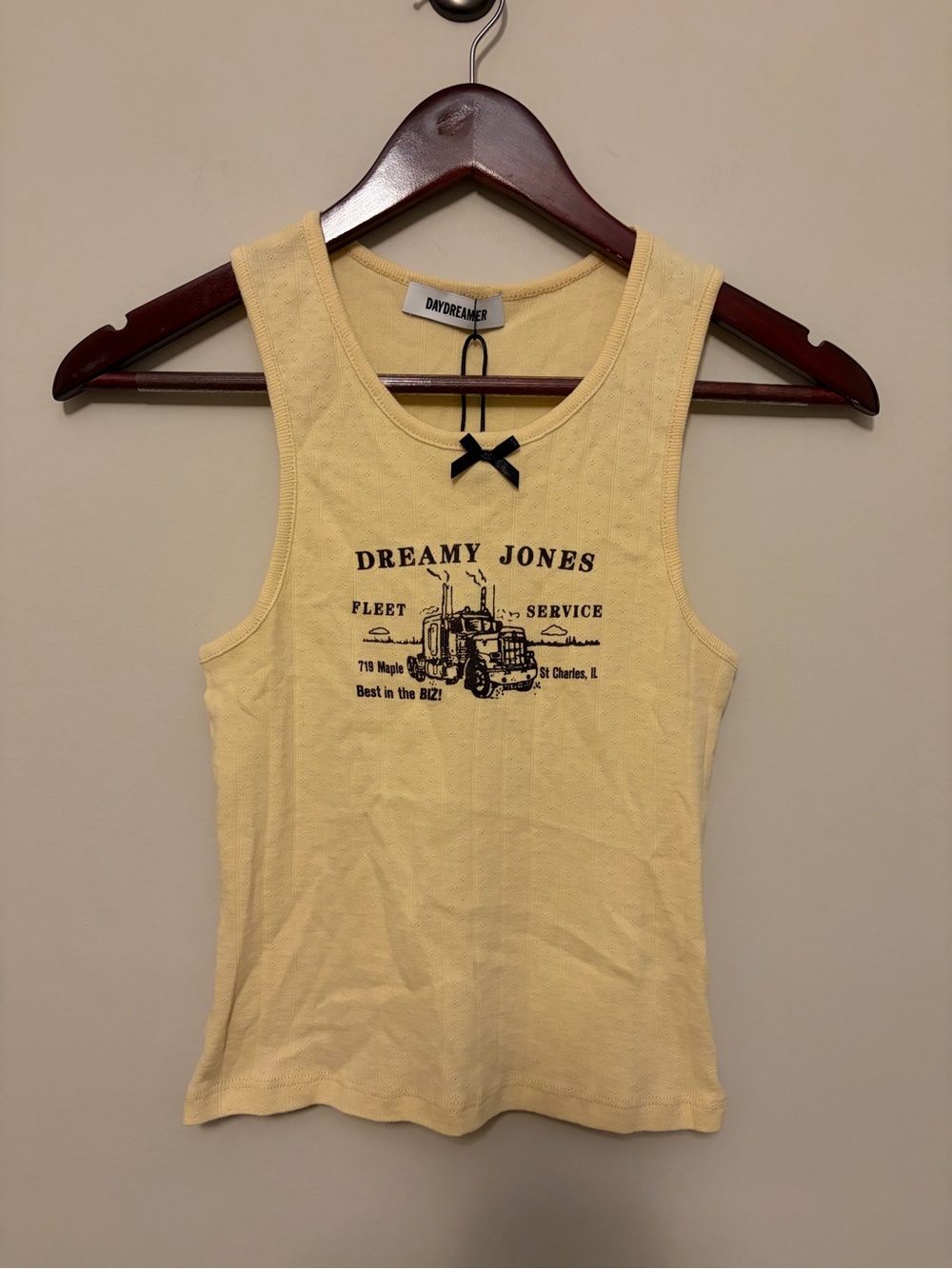 Daydreamer Yellow Graphic Tank Top with Black Print- Runs Small!